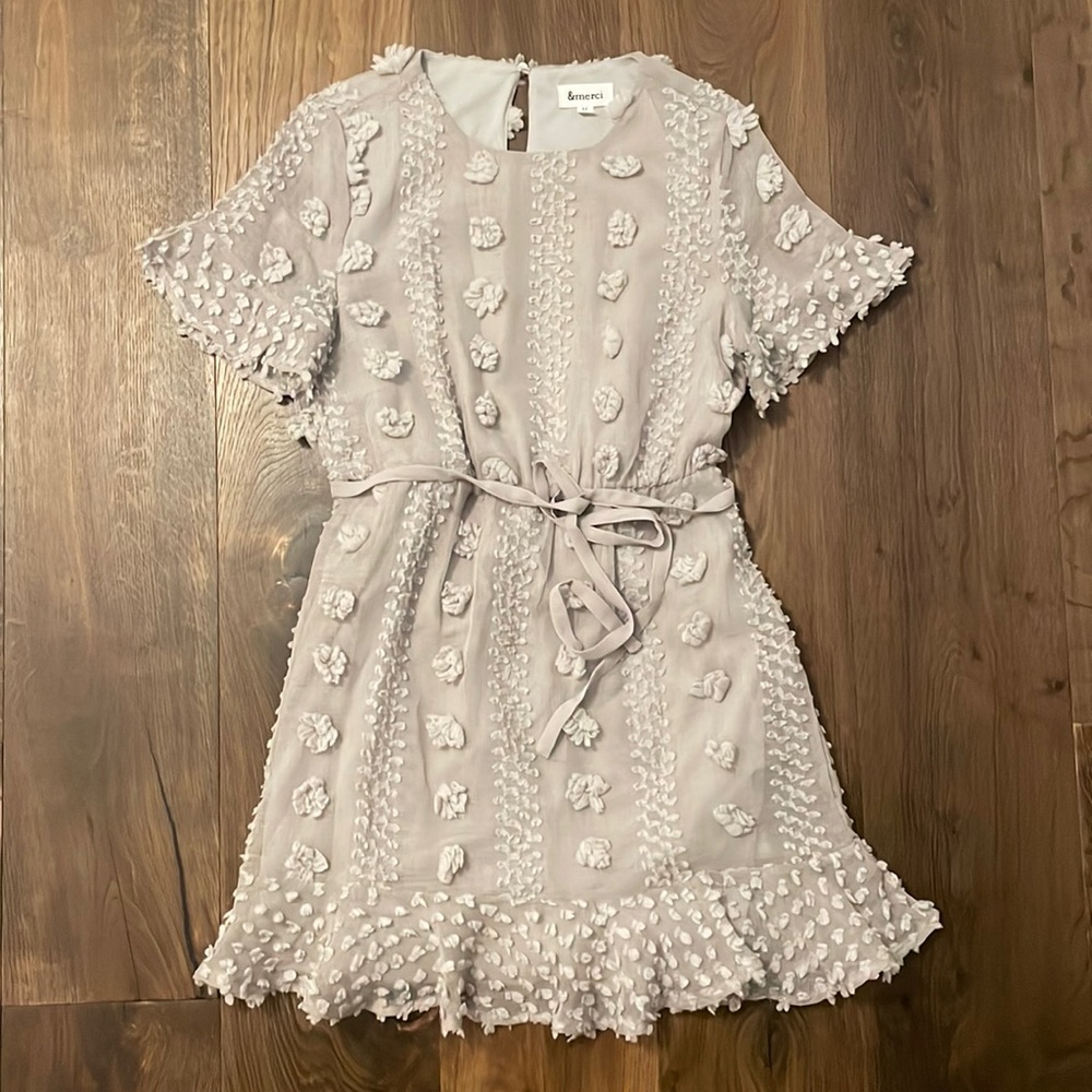 Grey dot/textured dress, fully lined